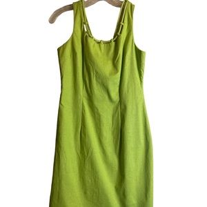 Althuser sleeveless lime green linen blend dress ladies size 4 Linen cotton vtg
